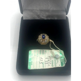 Золотое кольцо с Сапфиром (золото 585 пр  Сапфир  Фианиты) СССР  2000-е гг  