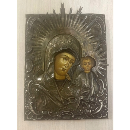 Серебряная Икона "Матерь Божья Казанская" Российская империя 1850 г  