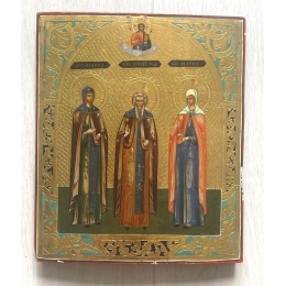 Икона "Святая Марфа Преподобный Сергий Радонежский Святая Мария" Российская империя ХIХ в   