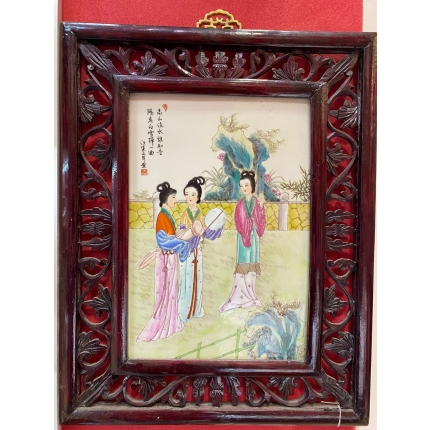 Картина на фарфоровом панно. Япония.19 Век
