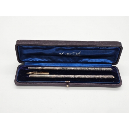 Серебряная перьевая ручка и карандаш.19 век.