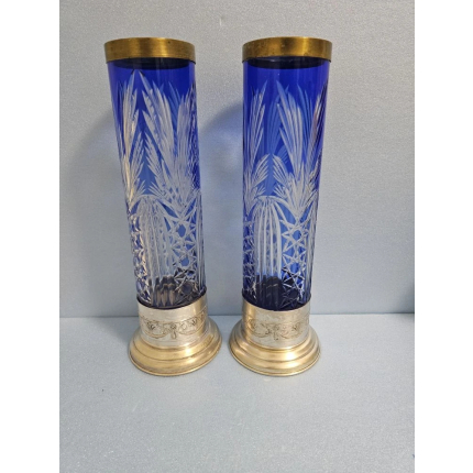 Парные вазы из сапфирового стекла ( довоенный период)