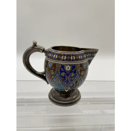 Серебряный молочник. Эмаль. 88 проба.