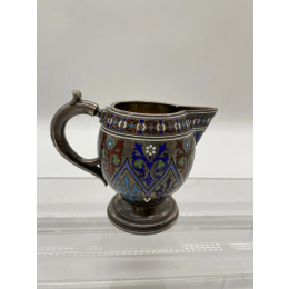 Серебряный молочник. Эмаль. 88 проба.