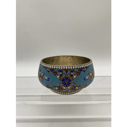 Серебряная солонка. Эмаль. 84 проба.