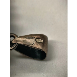 Винтажная серебряная подвеска с жеодой серого агата.