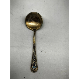 Серебряная ложечка для соли с эмалью. 