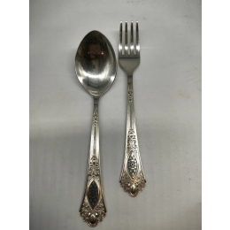 Серебряная десертная ложка и вилка "Кубачи"